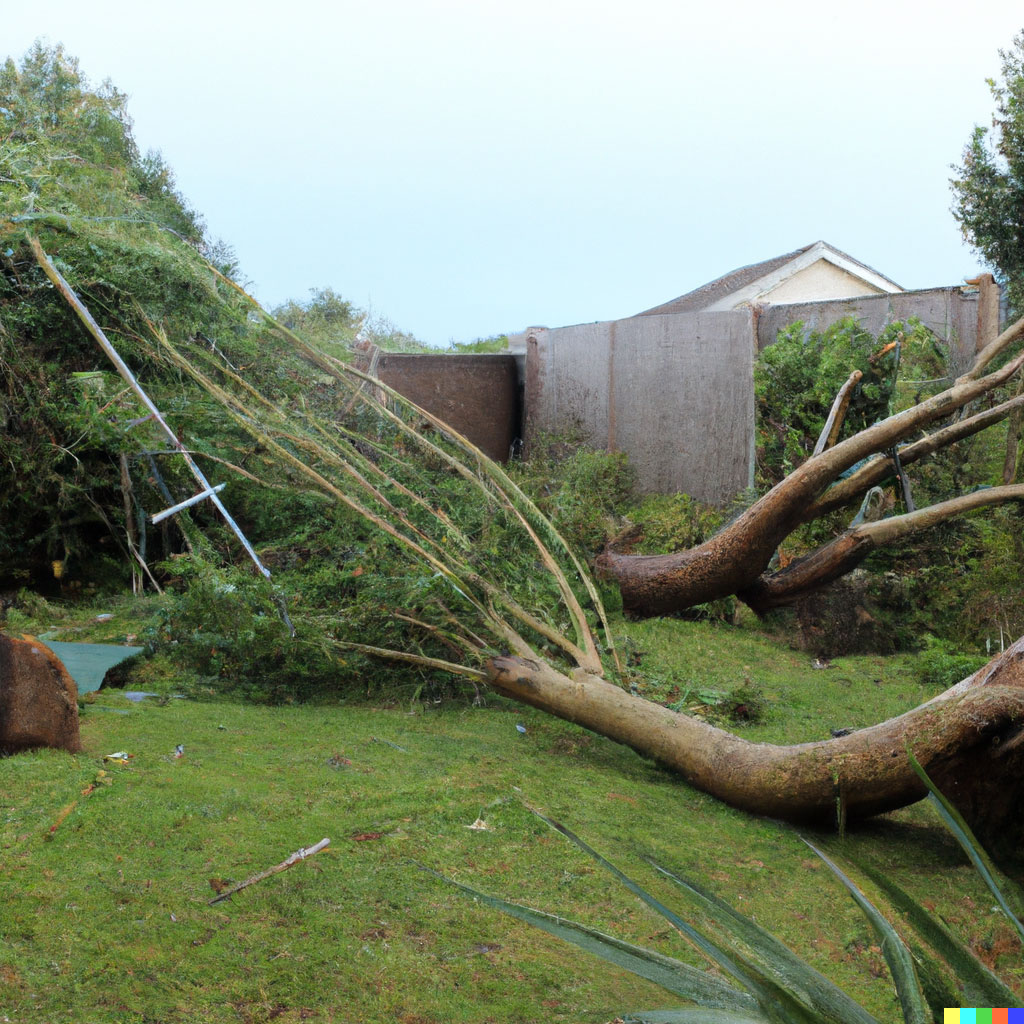 trees down in garden after storm